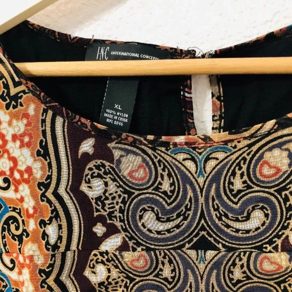 INC MANDALA FESTIVAL BOHO XL LONG SLEEVE TOP - Picture 3 of 3